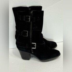 Easy Spirit Black Heeled Boots with Buckle Detail
